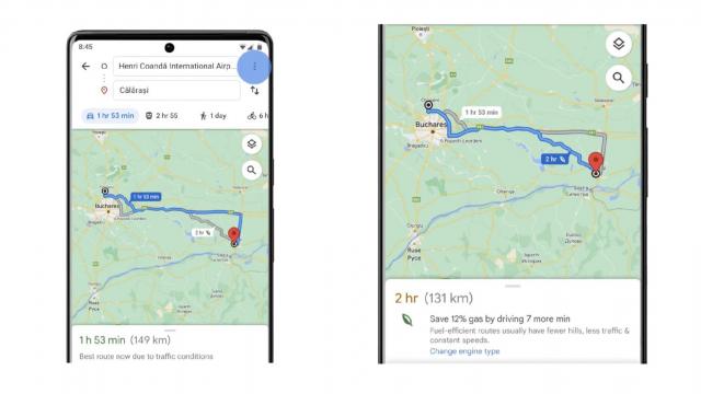 <b>Google Maps aduce ruta ecologică în România: cum consumi cel mai puţin combustibil?</b>Google a anunţat debutul în România al opţiunii de ruta ecologică în Google Maps. Acest debut vine şi în aproape 40 de ţări din Europa, începând din această săptămână. E vorba despre consum redus în trafic şi avem detalii mai jos