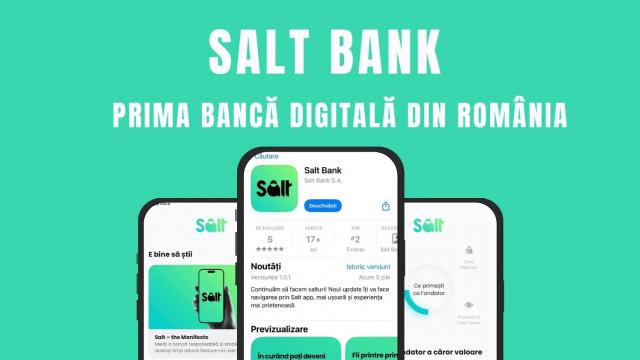 <b>[UPDATE - Cum urmărești live lansarea?] Rival pentru Revolut? Salt Bank este prima bancă 100% digitală concepută în România și se lansează oficial în această săptămână</b>Ca urmare a achiziționării Idea Bank de către Banca Transilvania, pare că a luat naștere Salt Bank, prima bancă românească 100% digitală. Mulți o compară cu Revolut și spune că ar fi un rival serios pentru renumitul fintech. Salt Bank se lansează