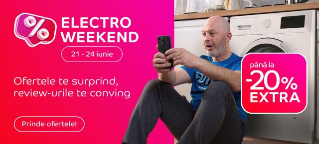 Electro Weekend la eMAG în perioada 21-24 iunie: Televizoare, smartphone-uri, aparate de aer condiționat și electrocasnice reduse bine