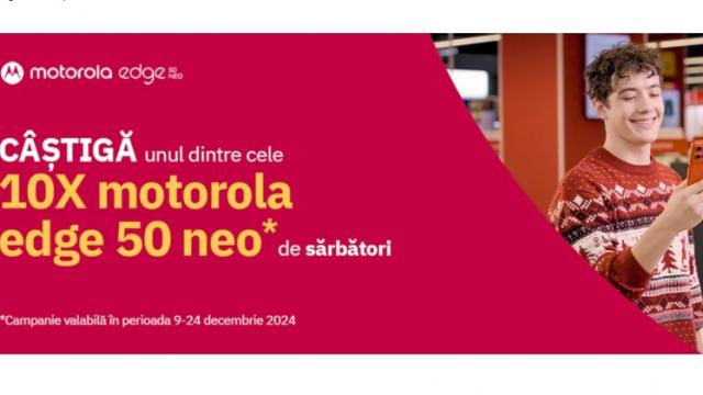 <b>Câştigă un Motorola Edge 50 Neo, în culori festive de la Altex; Iată cum!</b>Cei de la Motorola şi Altex desfăşoară în perioada sărbătorilor de iarnă un concurs, care îţi aduce ca premiu un telefon Motorola Edge 50 Neo. E vorba despre o tombolă, Motorola x Altex, care pune la bătaie 10 unităţi Moto Edge 50 Neo într-o culoare 